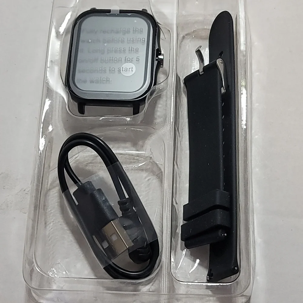 Hiwear Plus Watch Ultra Smart Watch Wireless Charging Fitness Tracker NIB Black
